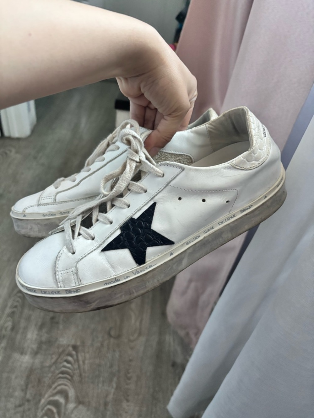 Golden Goose Hi Star Sneakers White Black Star EU 40 US 9 - Picture 7 of 11